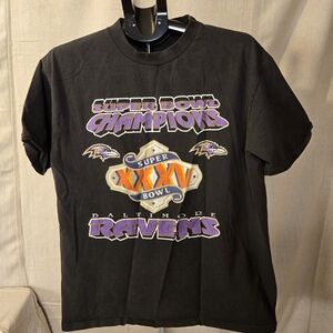 Vintage Baltimore Ravens Super Bowl XXXV Champions T-Shirt Men L Black